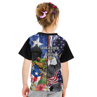 United States Puerto Rico Kid T Shirt USA Eagle Coqui Drum Tropical Flowers - Wonder Print Shop