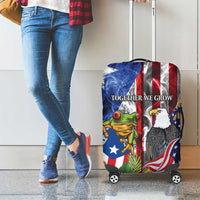United States Puerto Rico Luggage Cover USA Eagle Coqui Drum Tropical Flowers - Wonder Print Shop