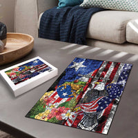 United States Puerto Rico Puzzle USA Eagle Coqui Drum Tropical Flowers - Wonder Print Shop
