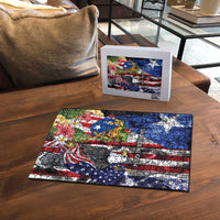 United States Puerto Rico Puzzle USA Eagle Coqui Drum Tropical Flowers - Wonder Print Shop