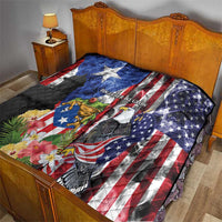 United States Puerto Rico Quilt USA Eagle Coqui Drum Tropical Flowers - Wonder Print Shop