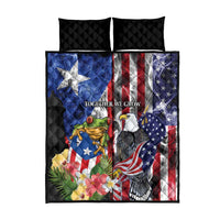 United States Puerto Rico Quilt Bed Set USA Eagle Coqui Drum Tropical Flowers - Wonder Print Shop