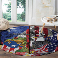 United States Puerto Rico Round Carpet USA Eagle Coqui Drum Tropical Flowers - Wonder Print Shop