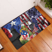 United States Puerto Rico Rubber Doormat USA Eagle Coqui Drum Tropical Flowers - Wonder Print Shop