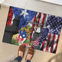 United States Puerto Rico Rubber Doormat USA Eagle Coqui Drum Tropical Flowers - Wonder Print Shop