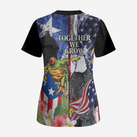 United States Puerto Rico Scrub Top USA Eagle Coqui Drum Tropical Flowers - Wonder Print Shop