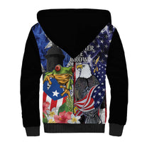 United States Puerto Rico Sherpa Hoodie USA Eagle Coqui Drum Tropical Flowers - Wonder Print Shop
