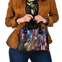 United States Puerto Rico Shoulder Handbag USA Eagle Coqui Drum Tropical Flowers - Wonder Print Shop