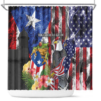 United States Puerto Rico Shower Curtain USA Eagle Coqui Drum Tropical Flowers - Wonder Print Shop