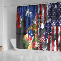 United States Puerto Rico Shower Curtain USA Eagle Coqui Drum Tropical Flowers - Wonder Print Shop