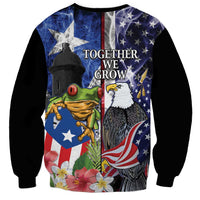United States Puerto Rico Sweatshirt USA Eagle Coqui Drum Tropical Flowers - Wonder Print Shop