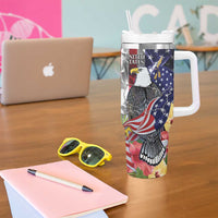 United States Puerto Rico Tumbler With Handle USA Eagle Coqui Drum Tropical Flowers - Wonder Print Shop