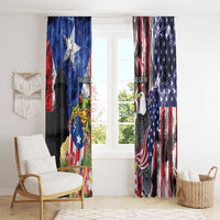 United States Puerto Rico Window Curtain USA Eagle Coqui Drum Tropical Flowers - Wonder Print Shop