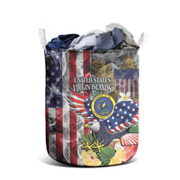 US Virgin Islands USA Half Flag Laundry Basket Together We Grow Smoke Effect - Wonder Print Shop