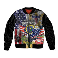 US Virgin Islands USA Half Flag Bomber Jacket Together We Grow Smoke Effect - Wonder Print Shop