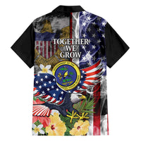 US Virgin Islands USA Half Flag Family Matching Off The Shoulder Long Sleeve Dress and Hawaiian Shirt Together We Grow Smoke Effect - Wonder Print Shop