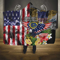 US Virgin Islands USA Half Flag Hooded Blanket Together We Grow Smoke Effect - Wonder Print Shop