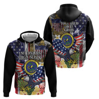 US Virgin Islands USA Half Flag Hoodie Together We Grow Smoke Effect - Wonder Print Shop