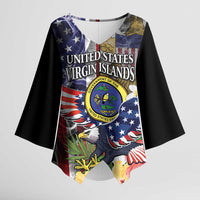 US Virgin Islands USA Half Flag Kimono Sleeve Blouse Together We Grow Smoke Effect - Wonder Print Shop