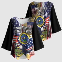 US Virgin Islands USA Half Flag Kimono Sleeve Blouse Together We Grow Smoke Effect - Wonder Print Shop