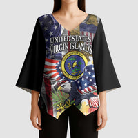 US Virgin Islands USA Half Flag Kimono Sleeve Blouse Together We Grow Smoke Effect - Wonder Print Shop