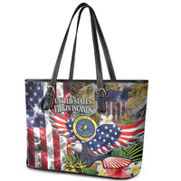 US Virgin Islands USA Half Flag Leather Tote Bag Together We Grow Smoke Effect - Wonder Print Shop