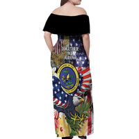 US Virgin Islands USA Half Flag Off Shoulder Maxi Dress Together We Grow Smoke Effect - Wonder Print Shop