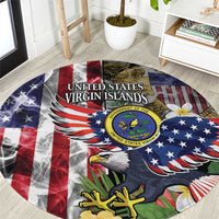 US Virgin Islands USA Half Flag Round Carpet Together We Grow Smoke Effect - Wonder Print Shop