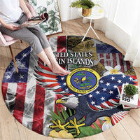 US Virgin Islands USA Half Flag Round Carpet Together We Grow Smoke Effect - Wonder Print Shop