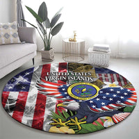 US Virgin Islands USA Half Flag Round Carpet Together We Grow Smoke Effect - Wonder Print Shop