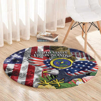 US Virgin Islands USA Half Flag Round Carpet Together We Grow Smoke Effect - Wonder Print Shop