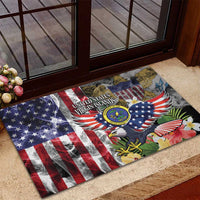 US Virgin Islands USA Half Flag Rubber Doormat Together We Grow Smoke Effect - Wonder Print Shop