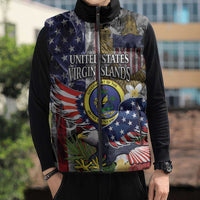 US Virgin Islands USA Half Flag Sleeveless Puffer Jacket Together We Grow Smoke Effect - Wonder Print Shop