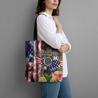 US Virgin Islands USA Half Flag Tote Bag Together We Grow Smoke Effect - Wonder Print Shop