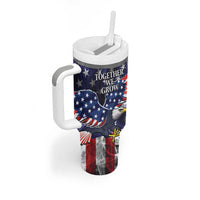 US Virgin Islands USA Half Flag Tumbler With Handle Together We Grow Smoke Effect - Wonder Print Shop