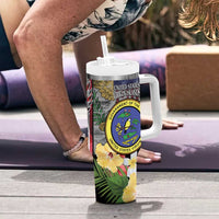 US Virgin Islands USA Half Flag Tumbler With Handle Together We Grow Smoke Effect - Wonder Print Shop