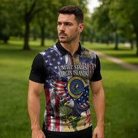 US Virgin Islands USA Half Flag Zipper Polo Shirt Together We Grow Smoke Effect - Wonder Print Shop