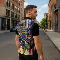 US Virgin Islands USA Half Flag Zipper Polo Shirt Together We Grow Smoke Effect - Wonder Print Shop