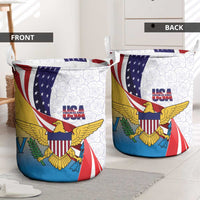 United States Virgin Islands Laundry Basket USA Curve Flag With Yellow Eagle - Wonder Print Shop