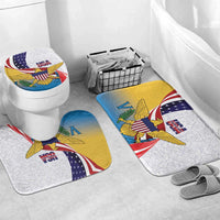 United States Virgin Islands Bathroom Set USA Curve Flag With Yellow Eagle - Wonder Print Shop