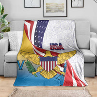 United States Virgin Islands Blanket USA Curve Flag With Yellow Eagle - Wonder Print Shop