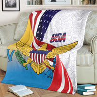 United States Virgin Islands Blanket USA Curve Flag With Yellow Eagle - Wonder Print Shop