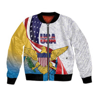 United States Virgin Islands Bomber Jacket USA Curve Flag With Yellow Eagle - Wonder Print Shop
