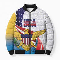 United States Virgin Islands Bomber Puffer Jacket USA Curve Flag With Yellow Eagle - Wonder Print Shop