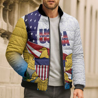 United States Virgin Islands Bomber Puffer Jacket USA Curve Flag With Yellow Eagle - Wonder Print Shop