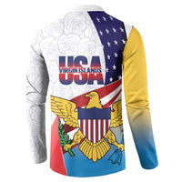 United States Virgin Islands Button Sweatshirt USA Curve Flag With Yellow Eagle - Wonder Print Shop