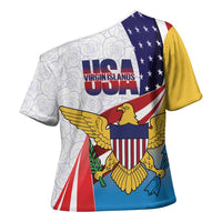 United States Virgin Islands Cross Shoulder Shirt USA Curve Flag With Yellow Eagle - Wonder Print Shop