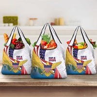 United States Virgin Islands Grocery Bag USA Curve Flag With Yellow Eagle - Wonder Print Shop