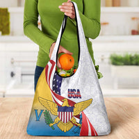 United States Virgin Islands Grocery Bag USA Curve Flag With Yellow Eagle - Wonder Print Shop