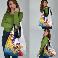 United States Virgin Islands Grocery Bag USA Curve Flag With Yellow Eagle - Wonder Print Shop